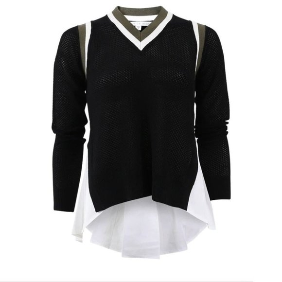 VERONICA Beard V-neck Mesh Pullover with pleated back size XS - Picture 14 of 14